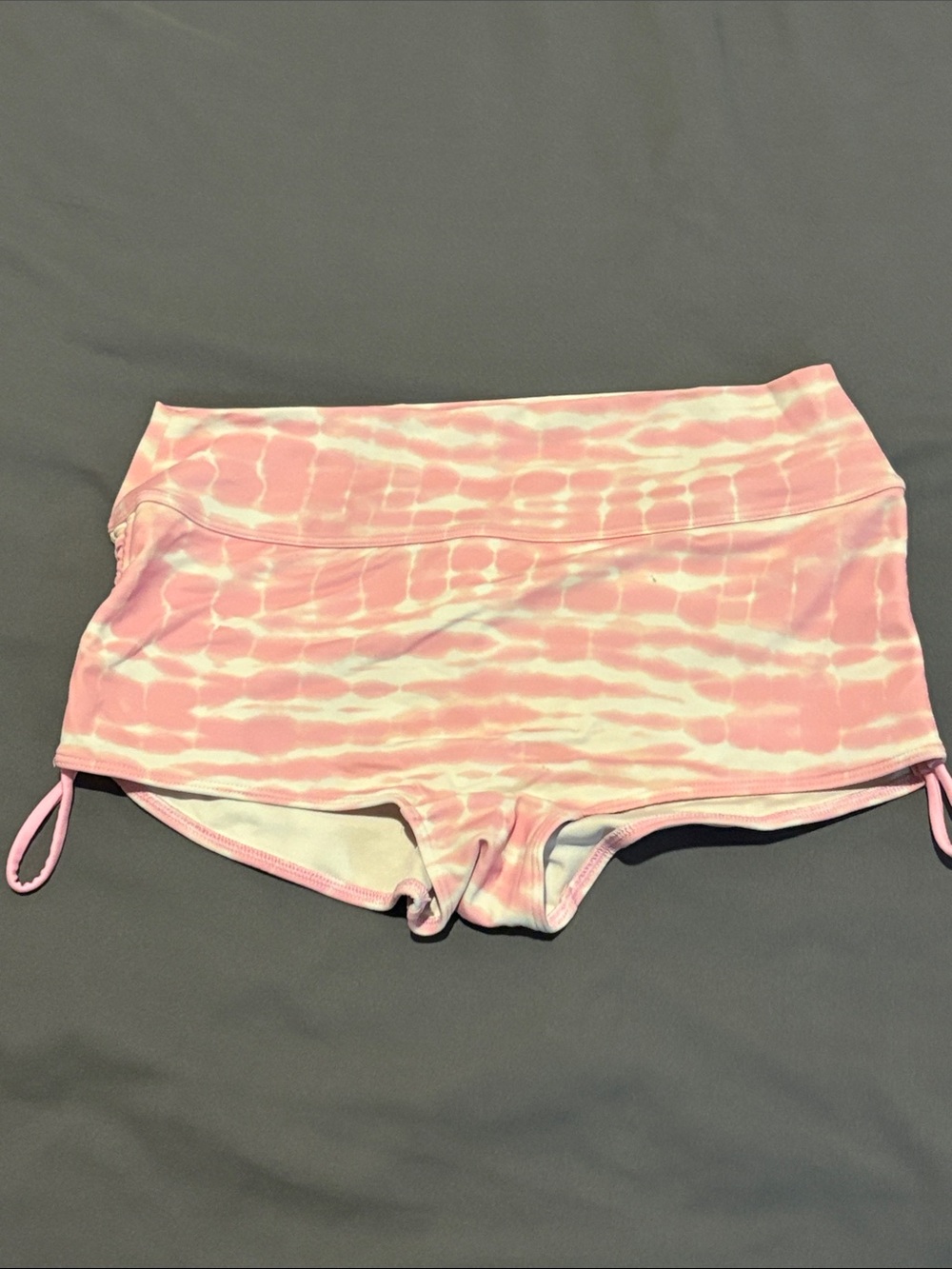 PINK Victoria's Secret Pink & White Tie-Dye Boyshort Swim Bottoms